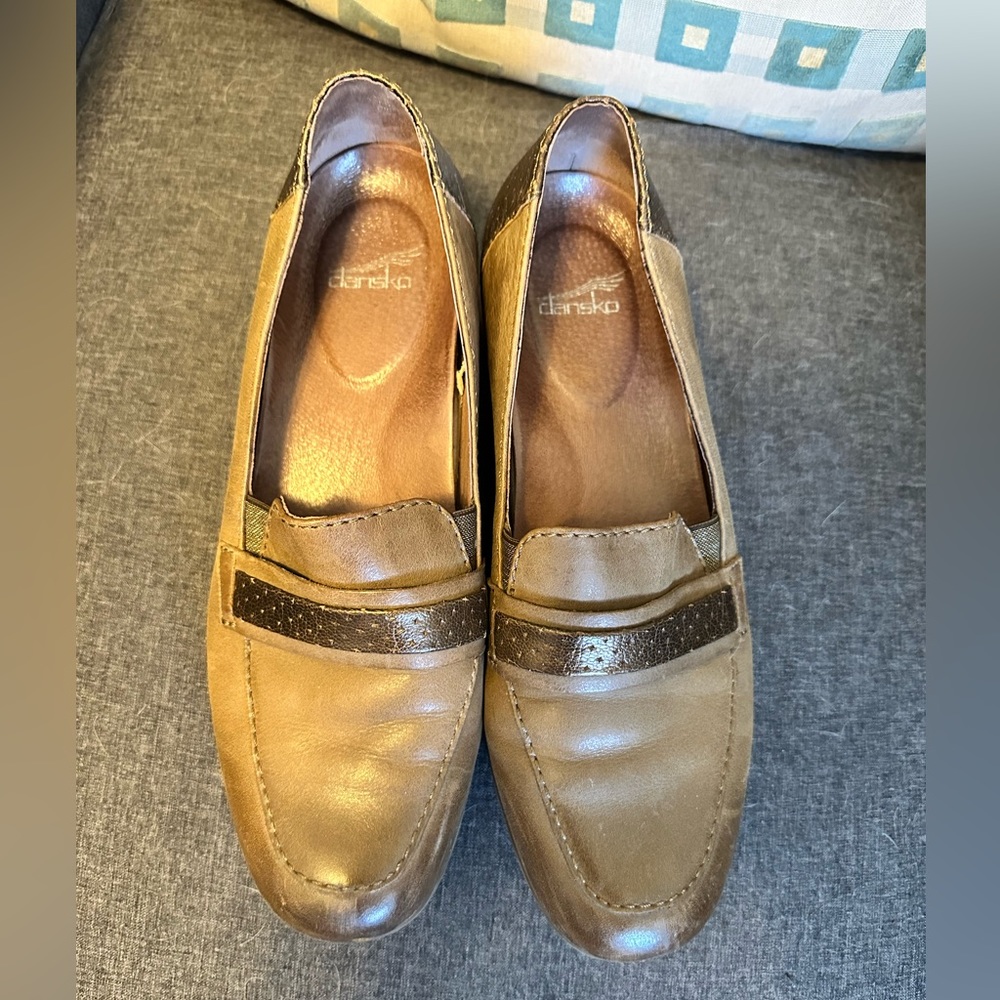 Dansko Lila Slip On Stacked Heel Leather Loafer